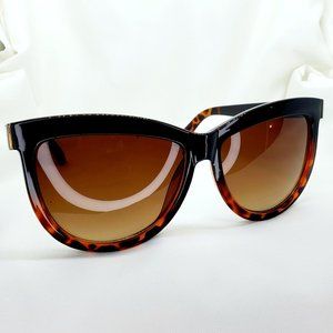 Black Tortoise Retro Oversized Cat Eye Black Polarized Lens Sunglasses ES558.